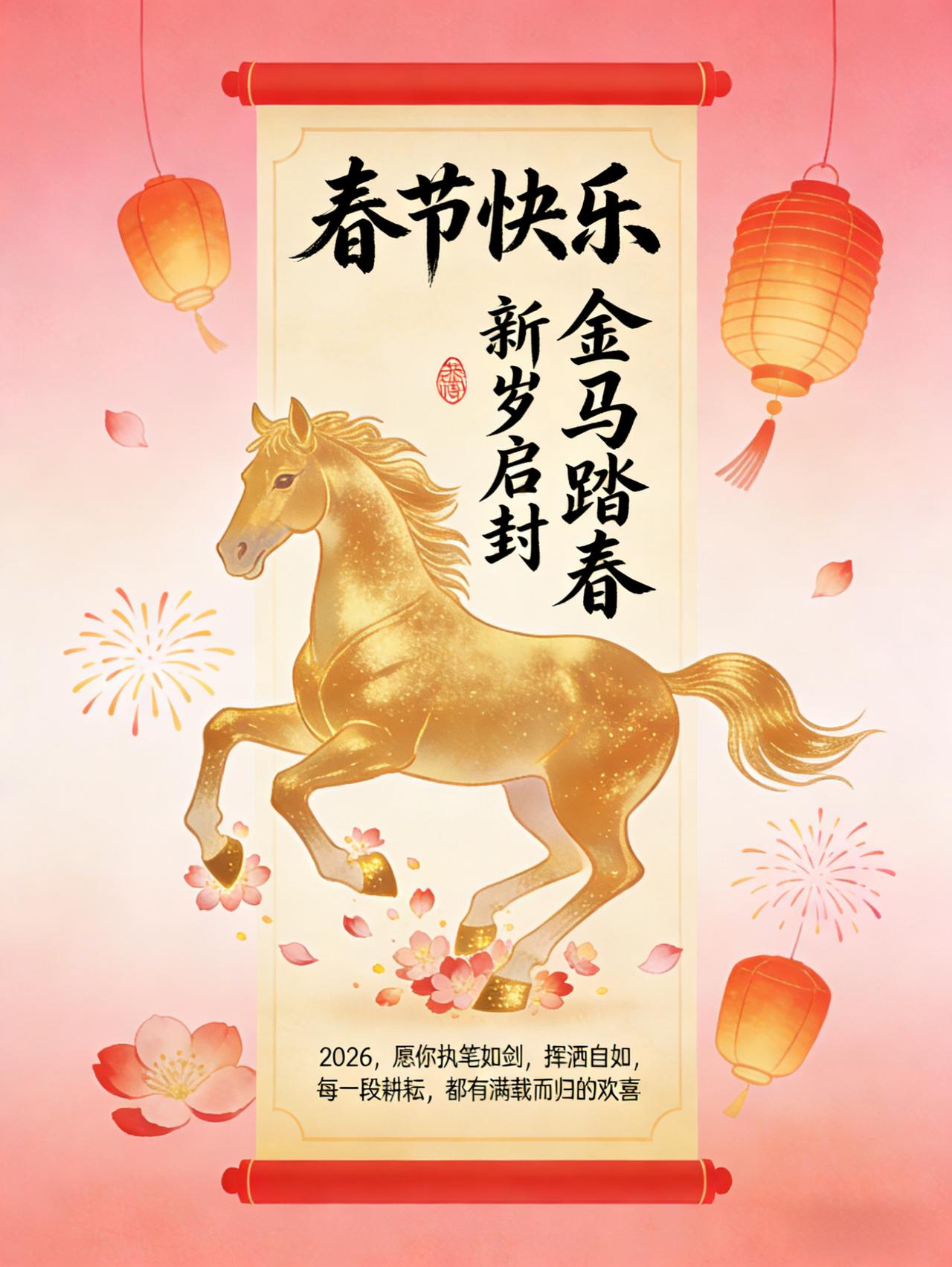 新春快乐 ，马年吉祥！策马扬鞭，马到成功！