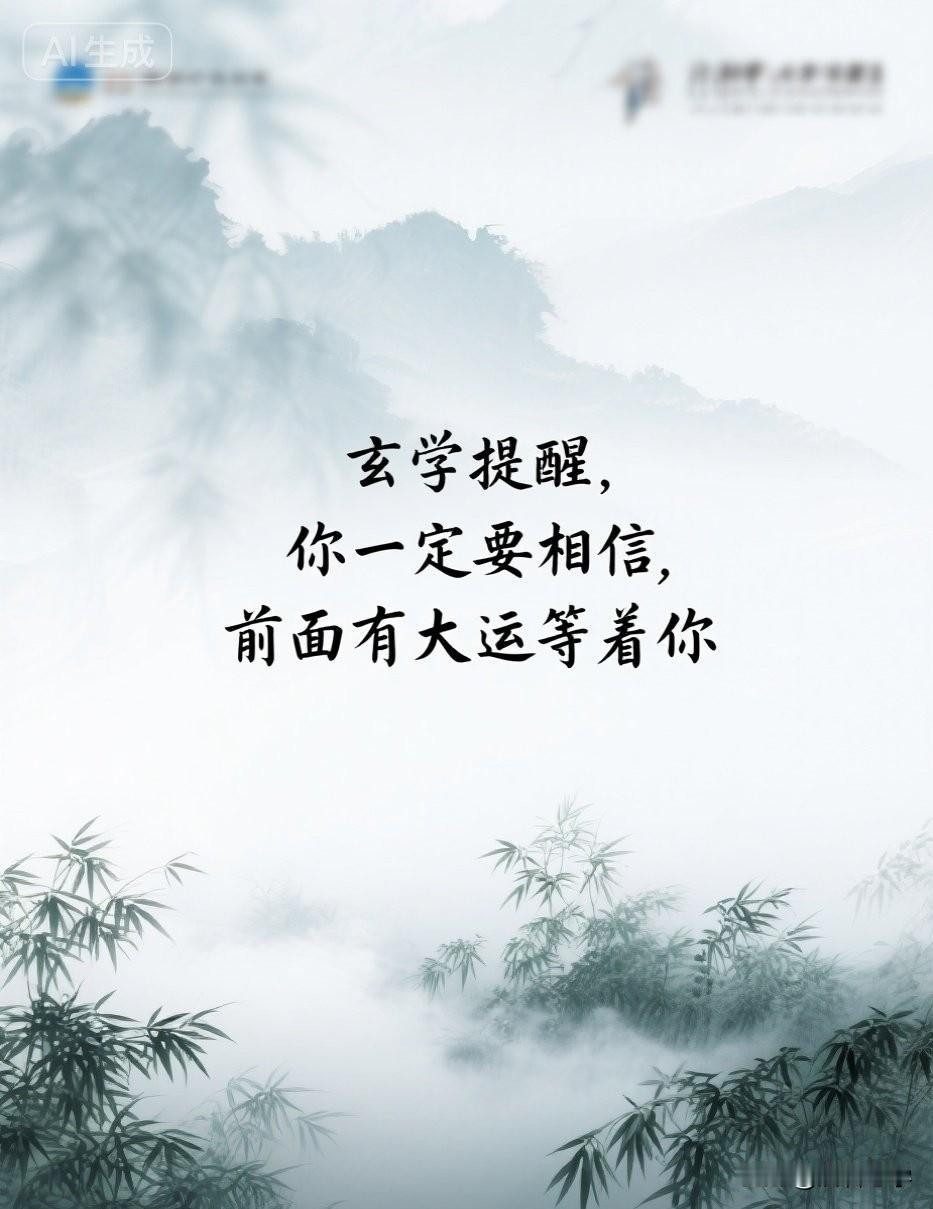 玄学提醒，你一定要相信，前面有大运等着你。

《了凡四训》有言：“命自我立，福自