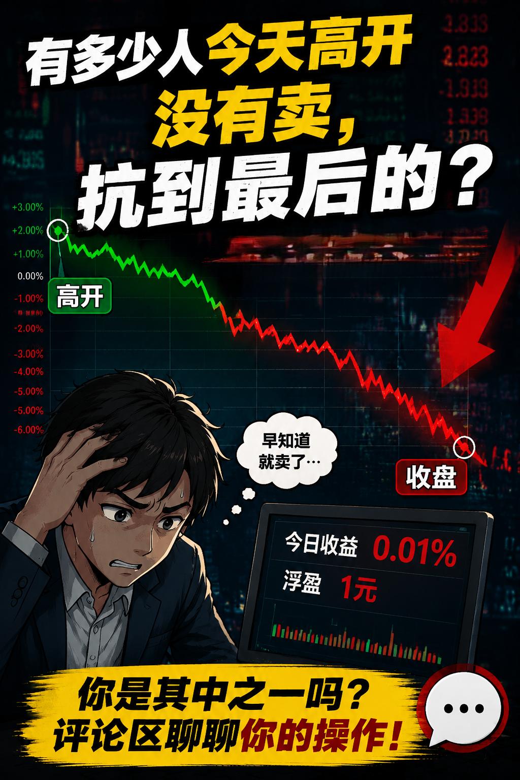 有多少人今天高开没有卖，扛到最后的？