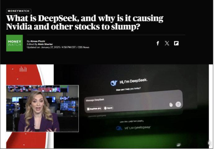 美媒惊问DeepSeek是谁 【中国模型引发震撼，美巨头暴跌近17%！】当地时间