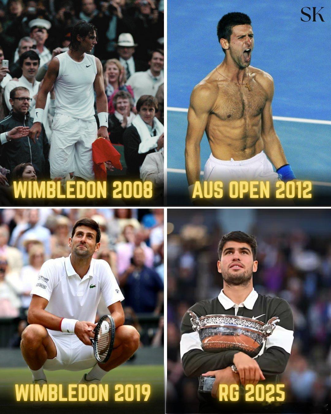 哪一场是历史最佳大满贯男单决赛？2008温网2012澳网2019温网2025法网