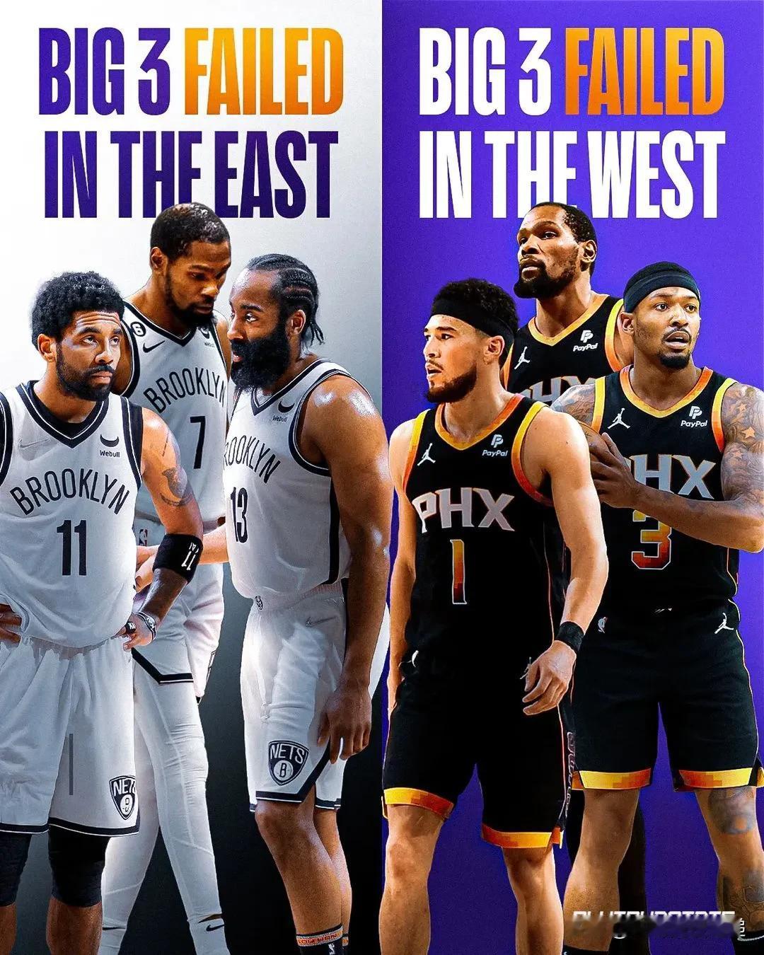 凯文杜兰特自从离开斯蒂芬库里和勇士队后并没有取得太大的成功👀

与篮网队：
2