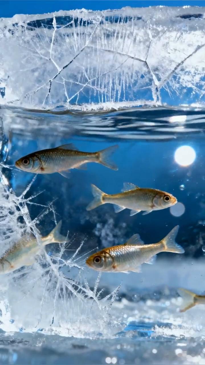 冬雪轮舞落大地，枯枝挺直伴绿松。冰封河水鱼游走，万物苏醒神胜天。