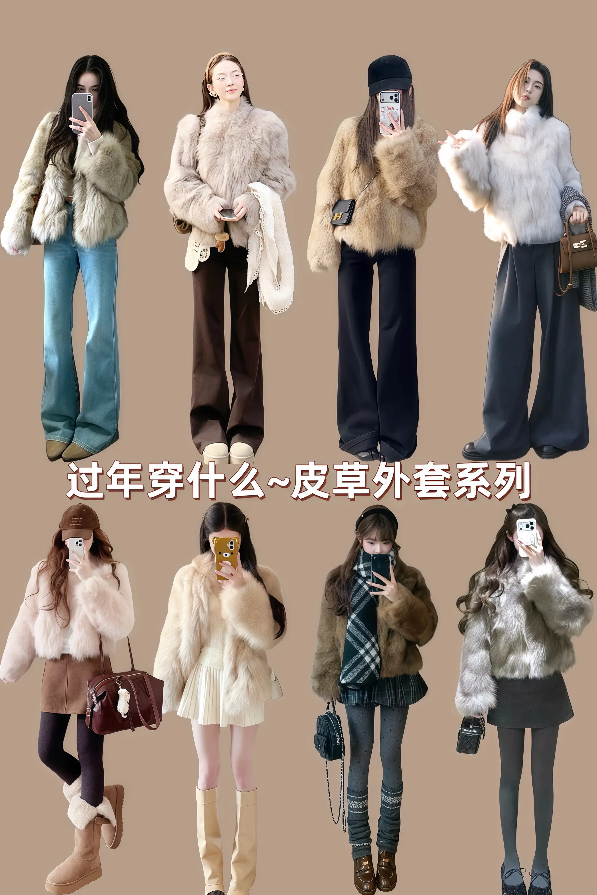 过年穿什么 新年战袍韩系穿搭 高级感穿搭皮草外套