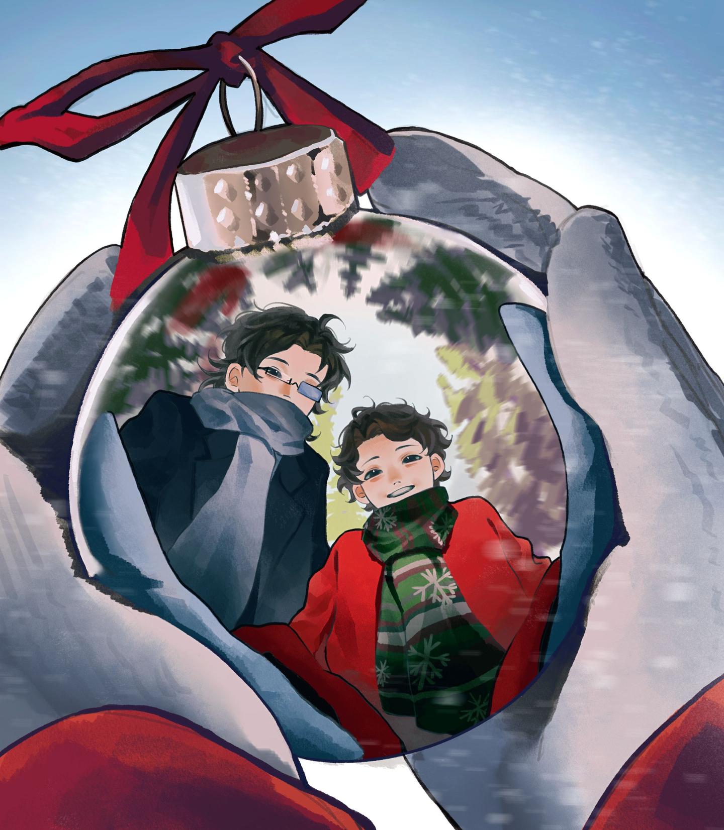 圣诞球映衬你我，捧着它，捧着你，捧着我的全部，又一年的圣诞节，依旧爱你