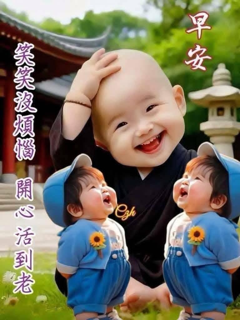晨曦微露映童颜，
烂漫笑容透心间。
烦恼抛却如云散，
开心自在度流年。
看那稚子