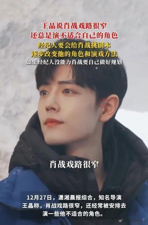 王晶建议肖战挑剧本，观点引热议

近日，导演王晶称肖战戏路窄，常被安排演不适配角