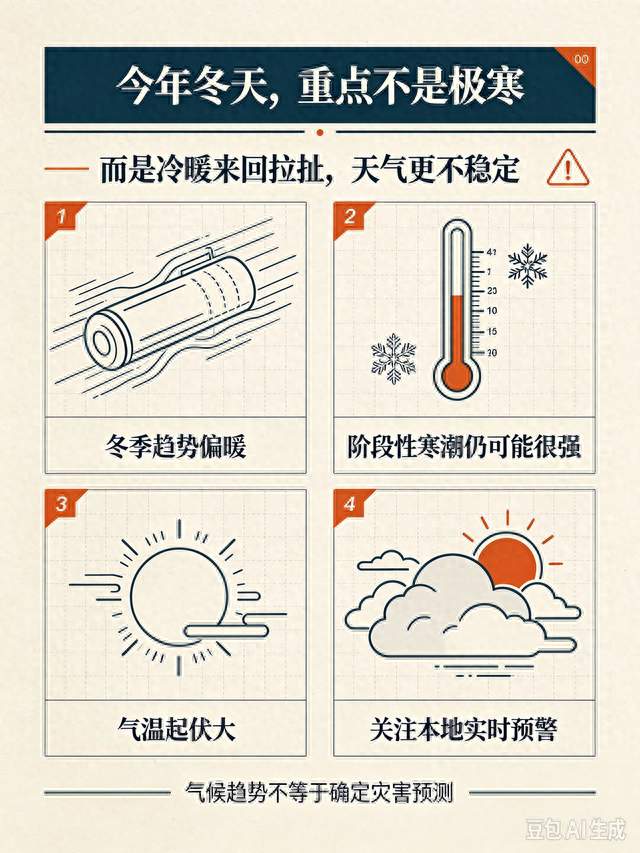 今年冬天可能是60年以来少见的反常冬天，有三大特点，大家要注意