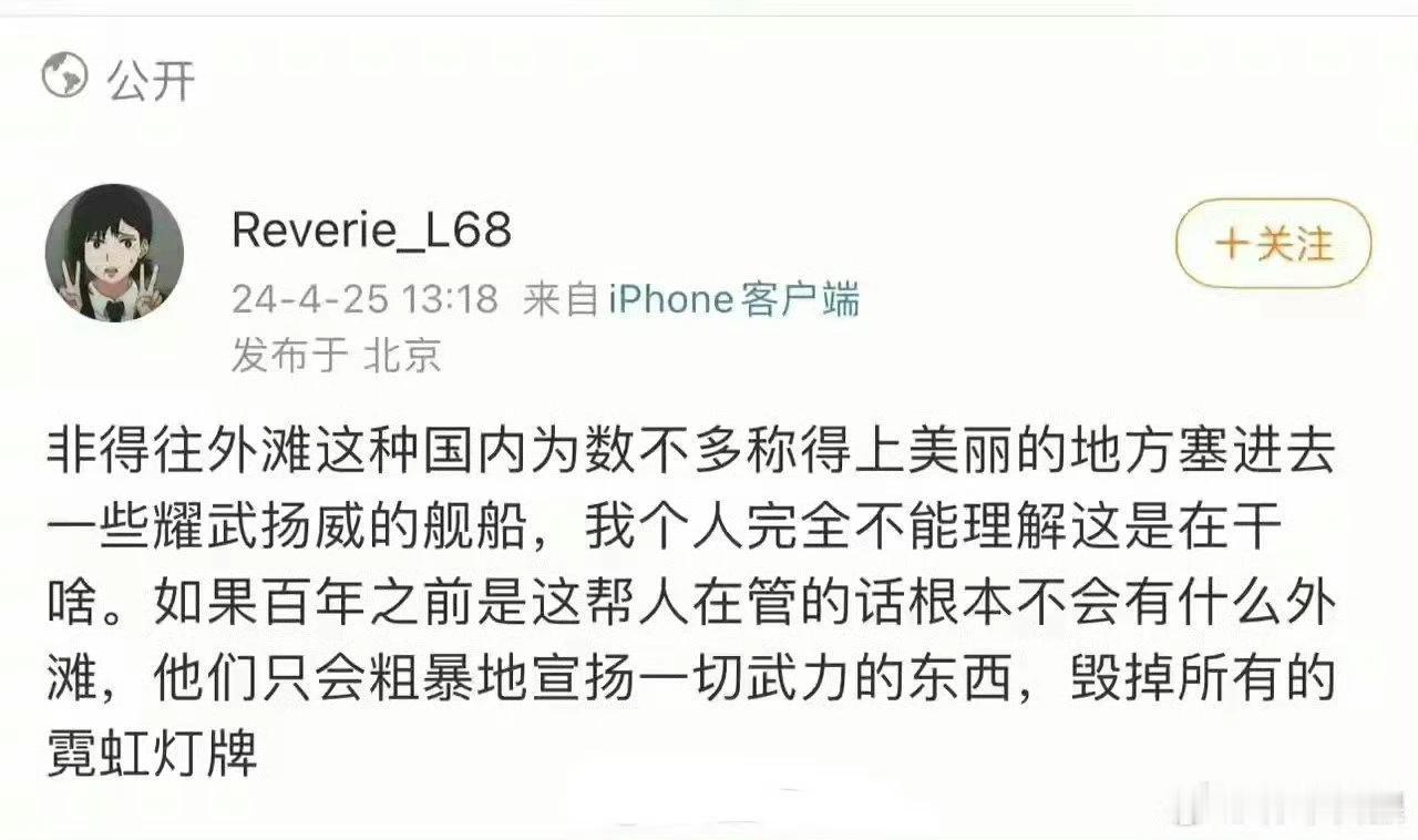 蠢货，停在上海外滩的这些中国海军的导弹驱逐舰，保证了你在吃饱喝足的同时还能在键盘