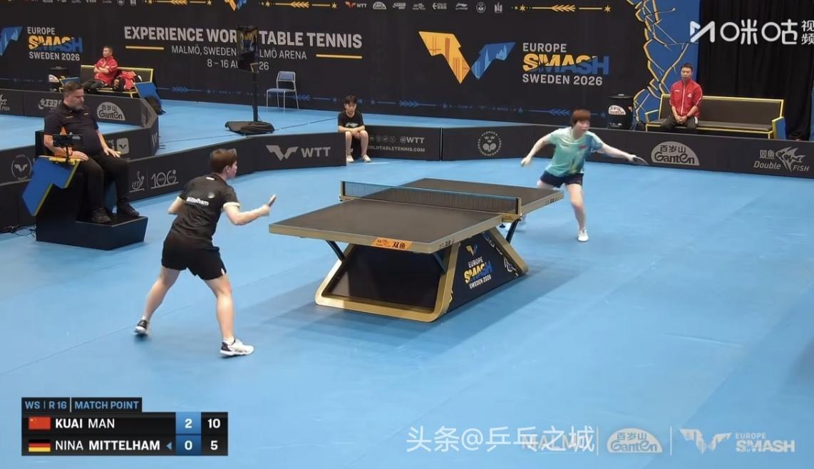 🏓️WTT欧洲大满贯瑞典站女单1/8决赛，蒯曼3-0战胜米特兰姆，晋级女单八强
