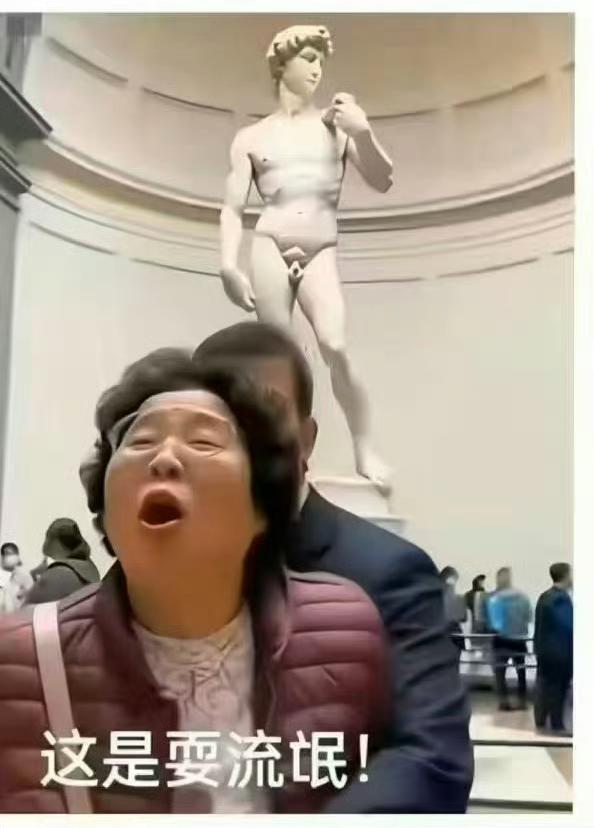 一中国大妈在国外旅游偶遇各种裸体雕塑，当场发飙认为这是耍流氓。大妈，要是在国内投