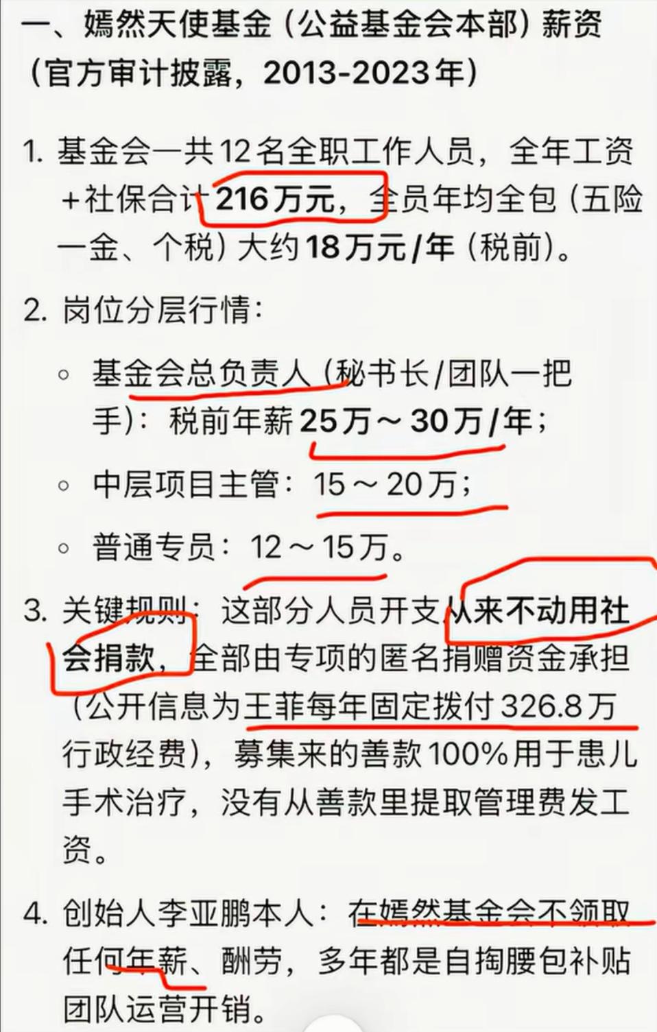 嫣然基金会募集的善款全部用于救助，基金会工作人员开支不会动用善款，而是由专项匿名