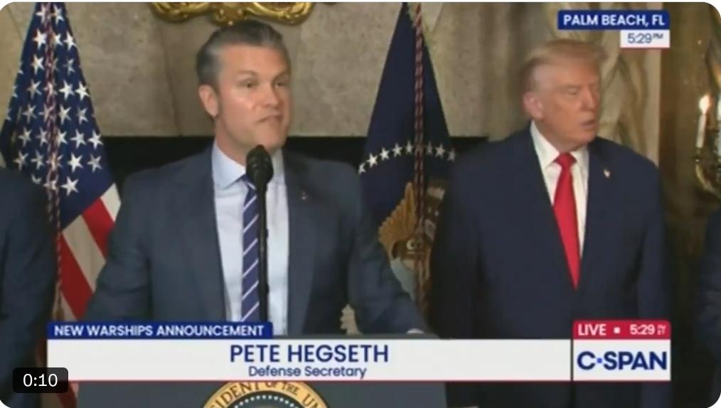 赫格塞斯部长：“美国人将在未来几个世纪感谢特朗普”

“新型、更先进的舰艇将在今