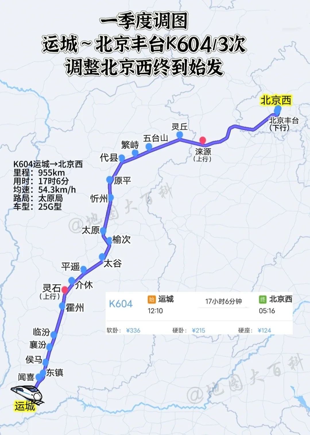 一季度调图K604/次调整至北京西站始发终到