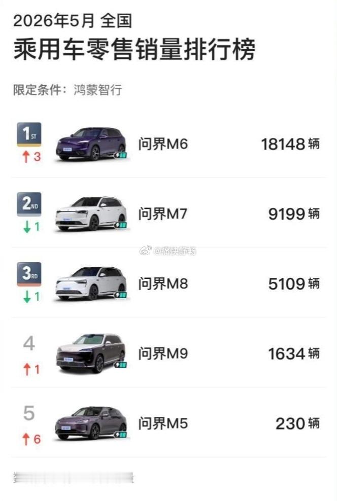 蔚小理问在26年5月的销量大家还都是单品爆款的模式缺少爆款矩阵组合汽场全开大v聊