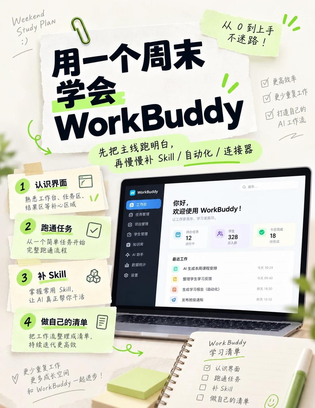 用一个周末学会workbuddy
周末学 WorkBuddy，我更建议别从“把所