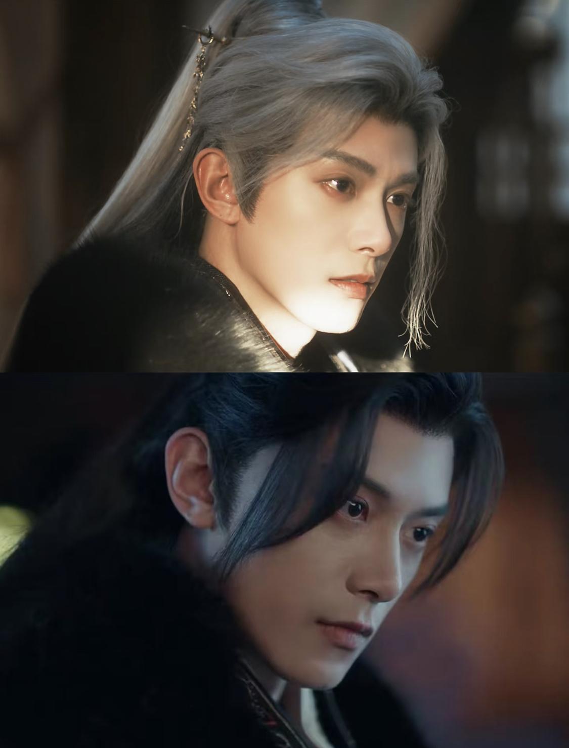 白头发是毁容的齐旻，黑头发的是番外正常长大的齐旻。无论哪个时空齐旻都是结局不好的