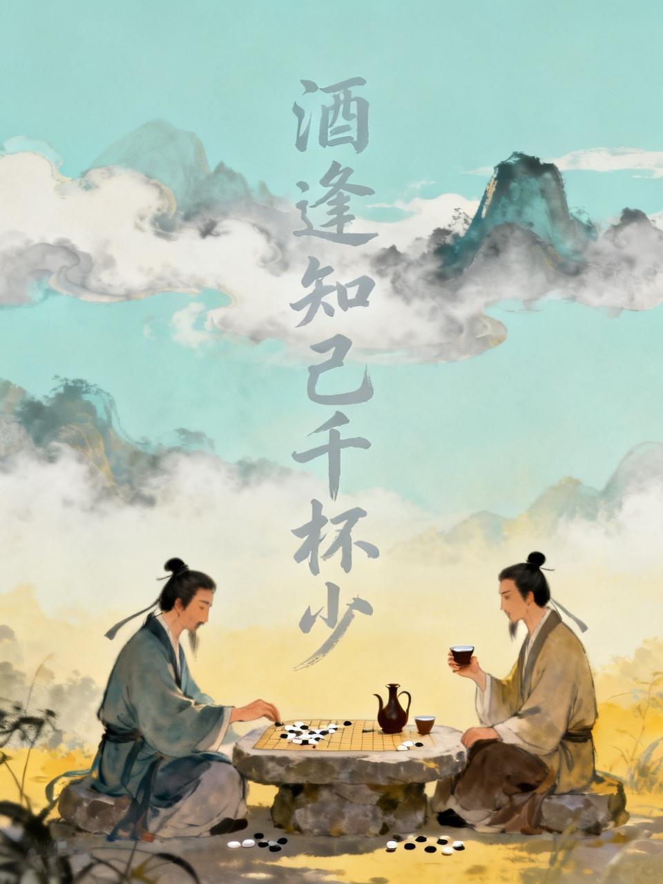 上联：酒逢好友千杯少，
下联：棋遇对手万步多。