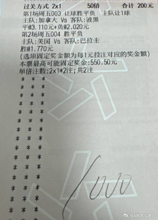 老白实单:加拿大vs波黑美国vs巴拉圭世界杯