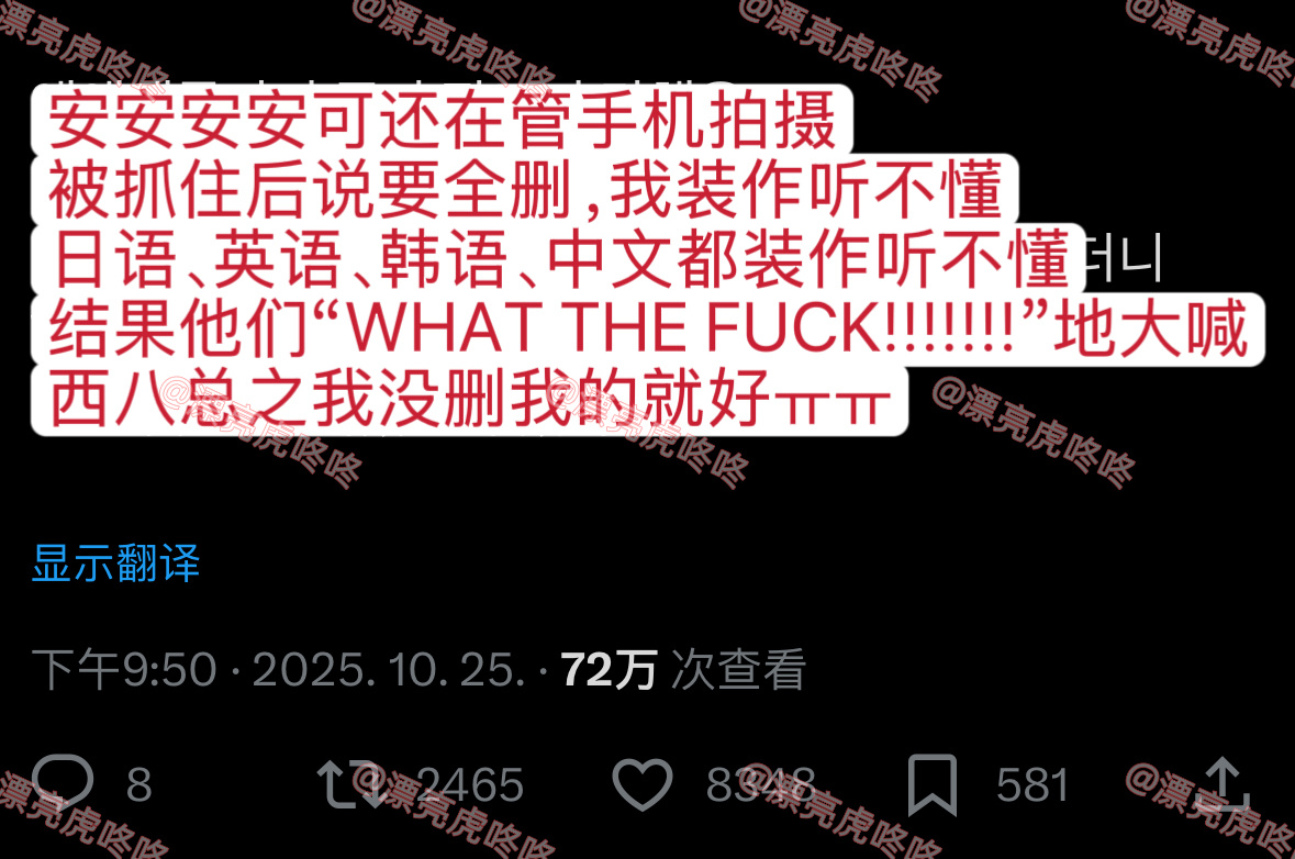 【twi】演唱会被抓住拍摄的时候，瞬间化身0国语言拥有者 ​​​