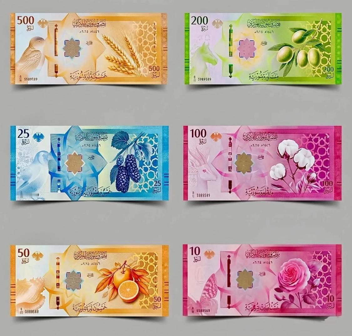 大家看一看，叙利亚发行新的纸币了。纸币的设计发生了根本变化：巴沙尔·阿萨德及其父