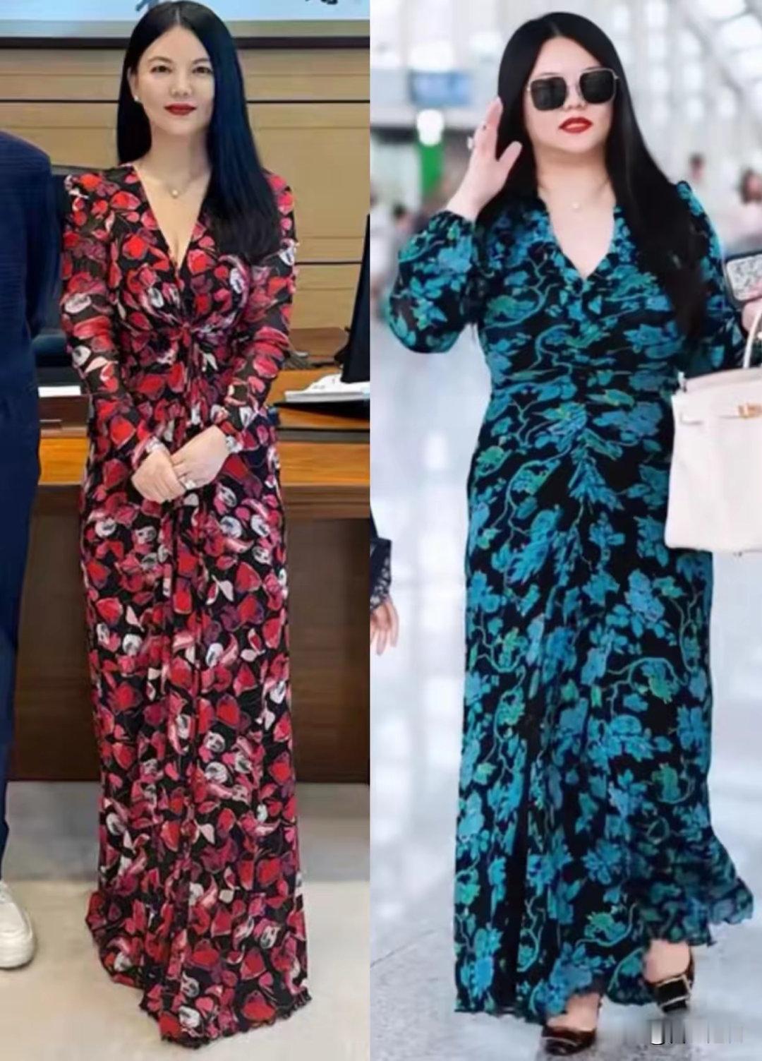 李湘啊咱就是说，真的该减肥了吧左边之前的李湘，右边是今年的李湘 之前穿DVF还可