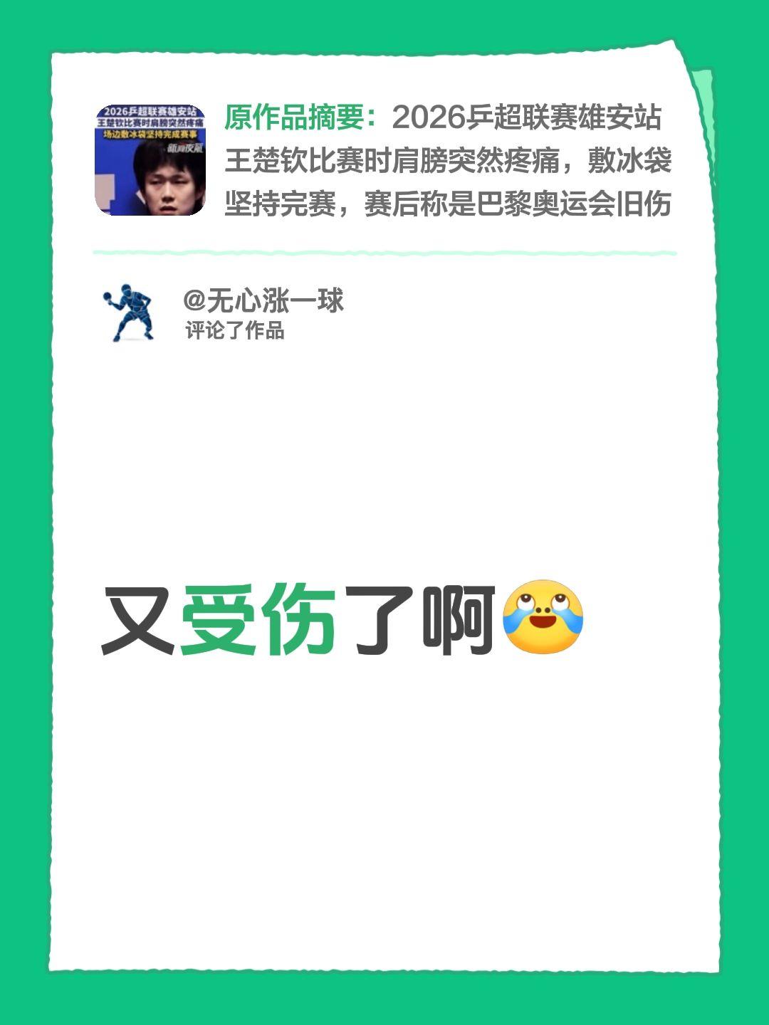 我评论了@我偷你猪了 的作品：
又受伤了啊
