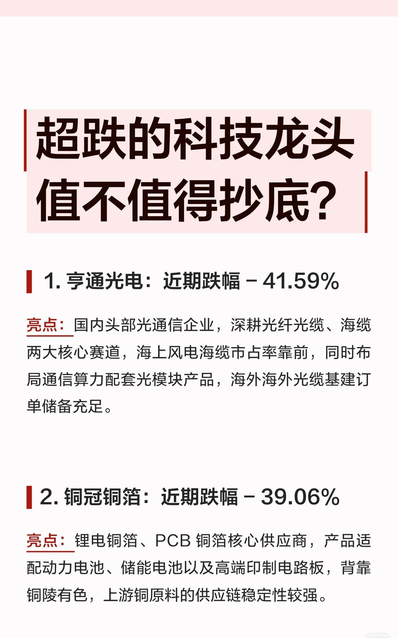🔥超跌的科技龙头，现在能抄底了吗？这18家公司值得关注！

近期科技股经历了一