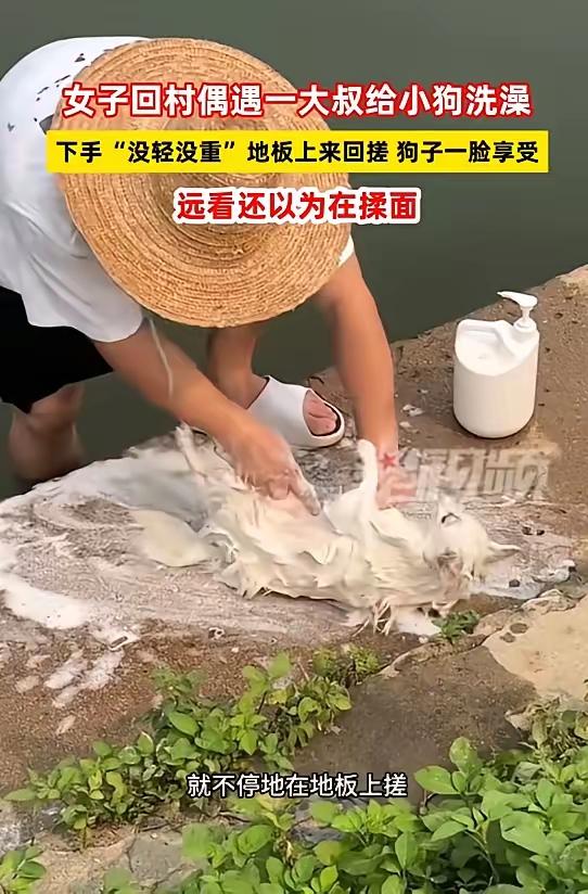 “笑不活了！”近日，广西，一女子回村，看见一名大叔手里拿着一个白色的东西，在地板