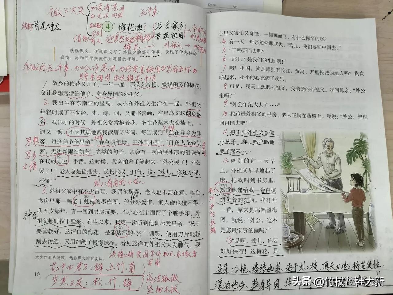 教了31年书，还是喜欢传道授业解惑的那种感觉。五年级下册《梅花魂》，一篇略读课文