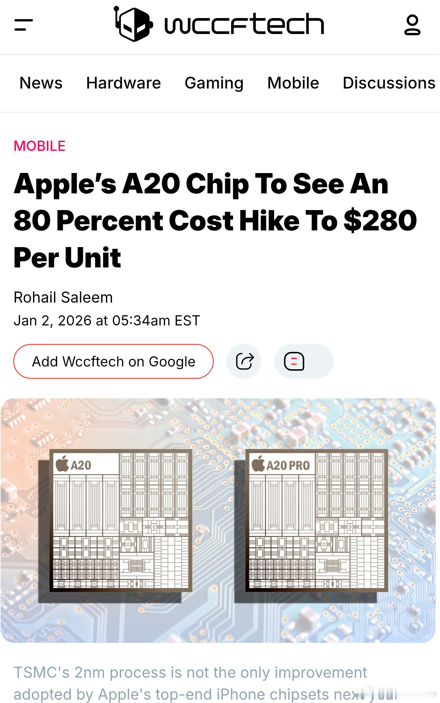 台积电N2P的产能满足不了需求，价格飞涨，一片晶圆预计是3万美元，苹果财大气粗，