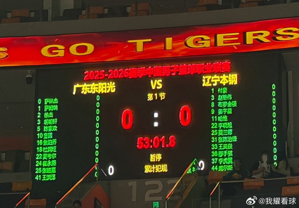 辽粤大战广东队大名单出炉！崔永熙复出，王少杰轮休，内线轮换有些吃紧，对焦泊乔考验