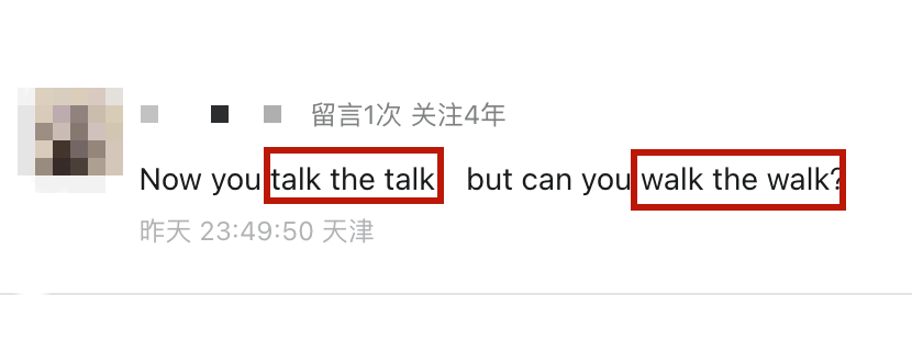 这位网友提供了一个非常好的英文表达：talk the talk, walk th