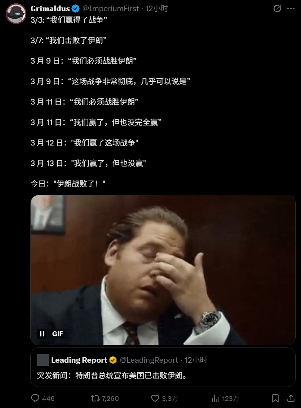 🔻网友分享：赢了。伊朗称袭击美军中东三大军事基地伊朗宣布导弹命中率提升了一倍海