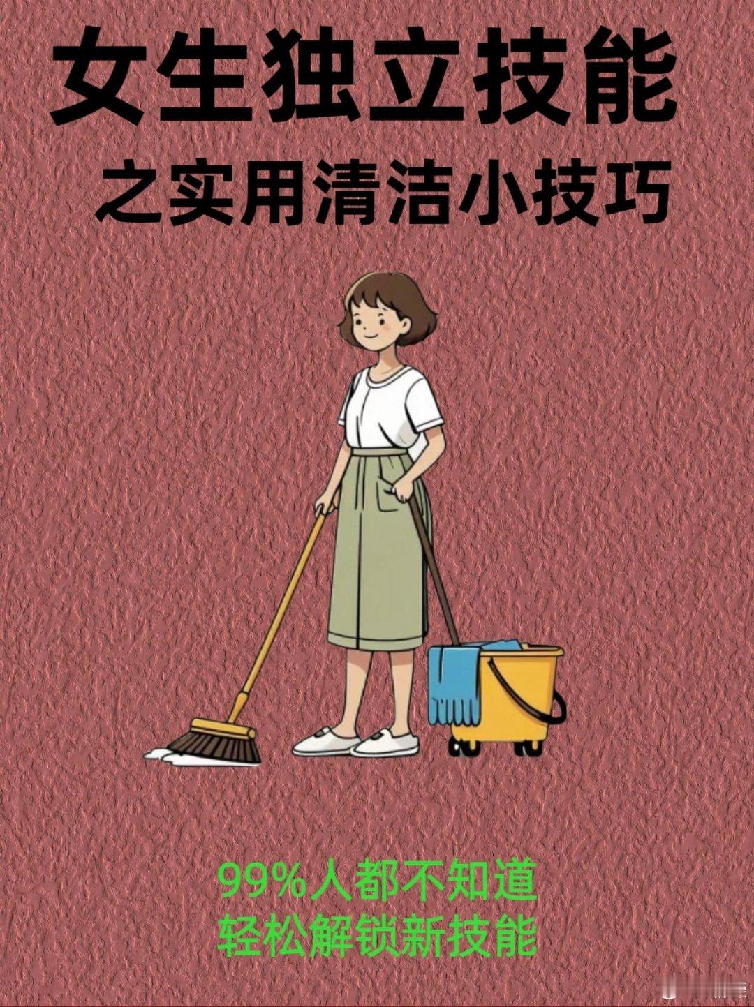 女生独立技能 实用清洁小技巧12个实用清洁小技巧1⃣️怎么拖地更感觉2⃣️冰箱顶