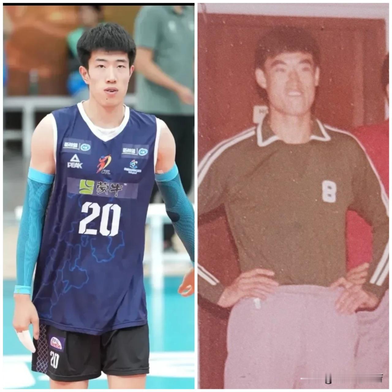 老江苏男排的8号球员穿越成了中国男排现役接应温子华，两人相似度超过90%。这张江