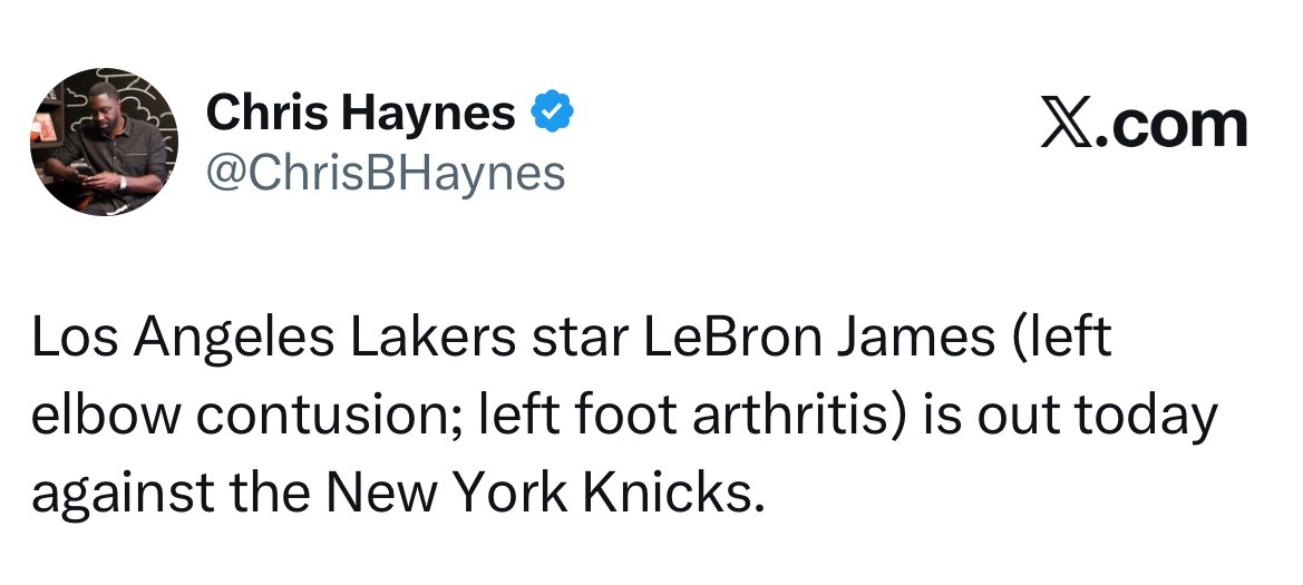 詹姆斯缺席比赛 尼克斯vs湖人