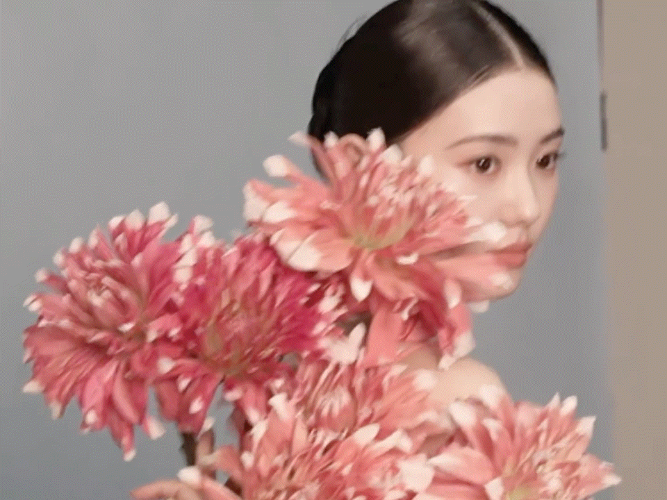 刘浩存这组美人和花，头骨好完美 