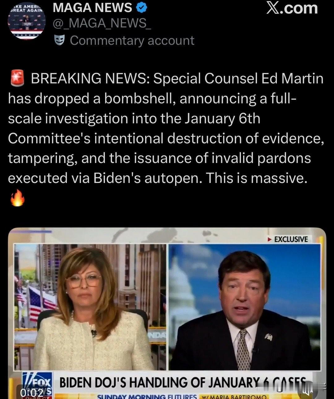突发新闻：特别检察官 Ed Martin 扔下重磅炸弹，宣布对 1月6日委员会 