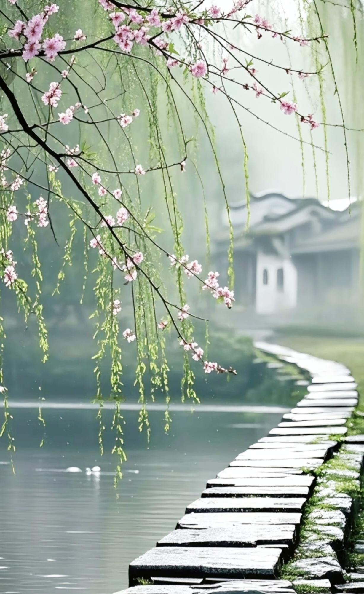 旅行随手拍公园里拍摄的一景，小桥流水，潺潺溪流