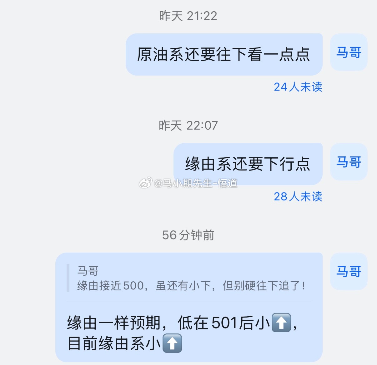 昨天提醒到500不追空原油本身这一轮看跌到500附近最低501开始反弹反弹什么位