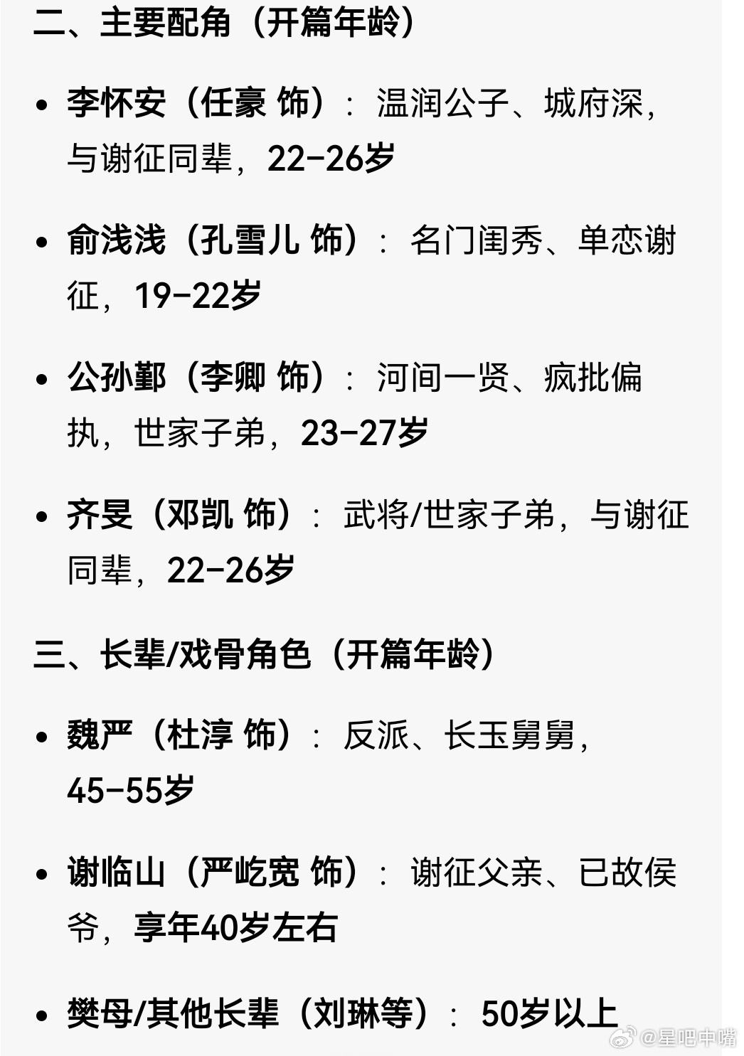 逐玉《逐玉》人物年龄 