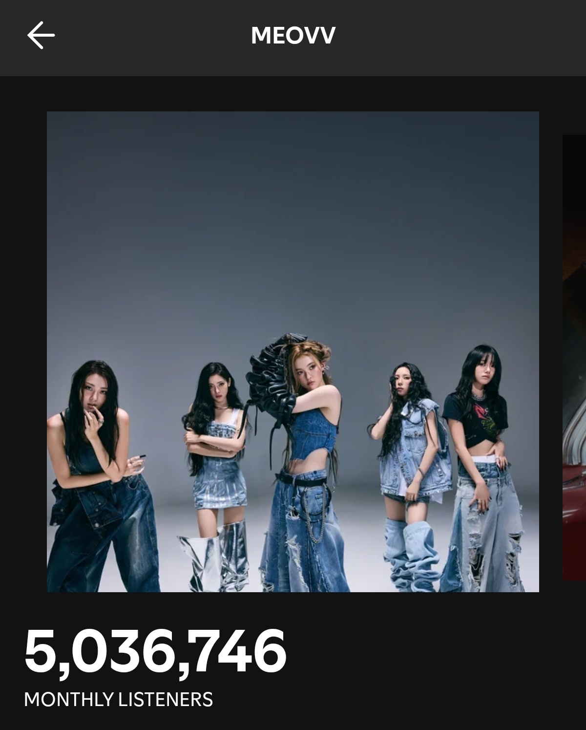 MEOVV Spotify月听众突破5️⃣0️⃣0️⃣万，创下自身职业生涯新高?