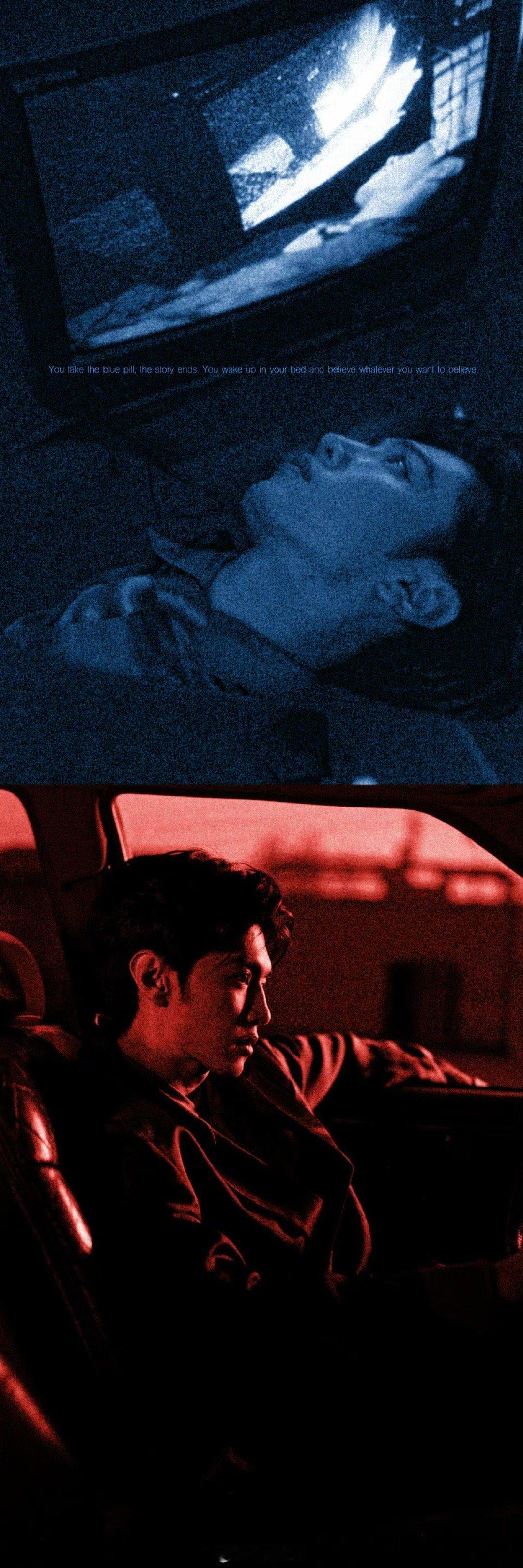 微博之夜出图 陈哲远造型look，红蓝背景大片，好有氛围感啊，期待红毯