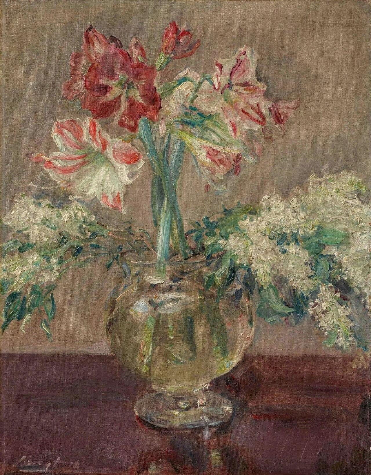 Max Slevogt｜油画作品
《朱顶红与丁香花（Amaryllis und 