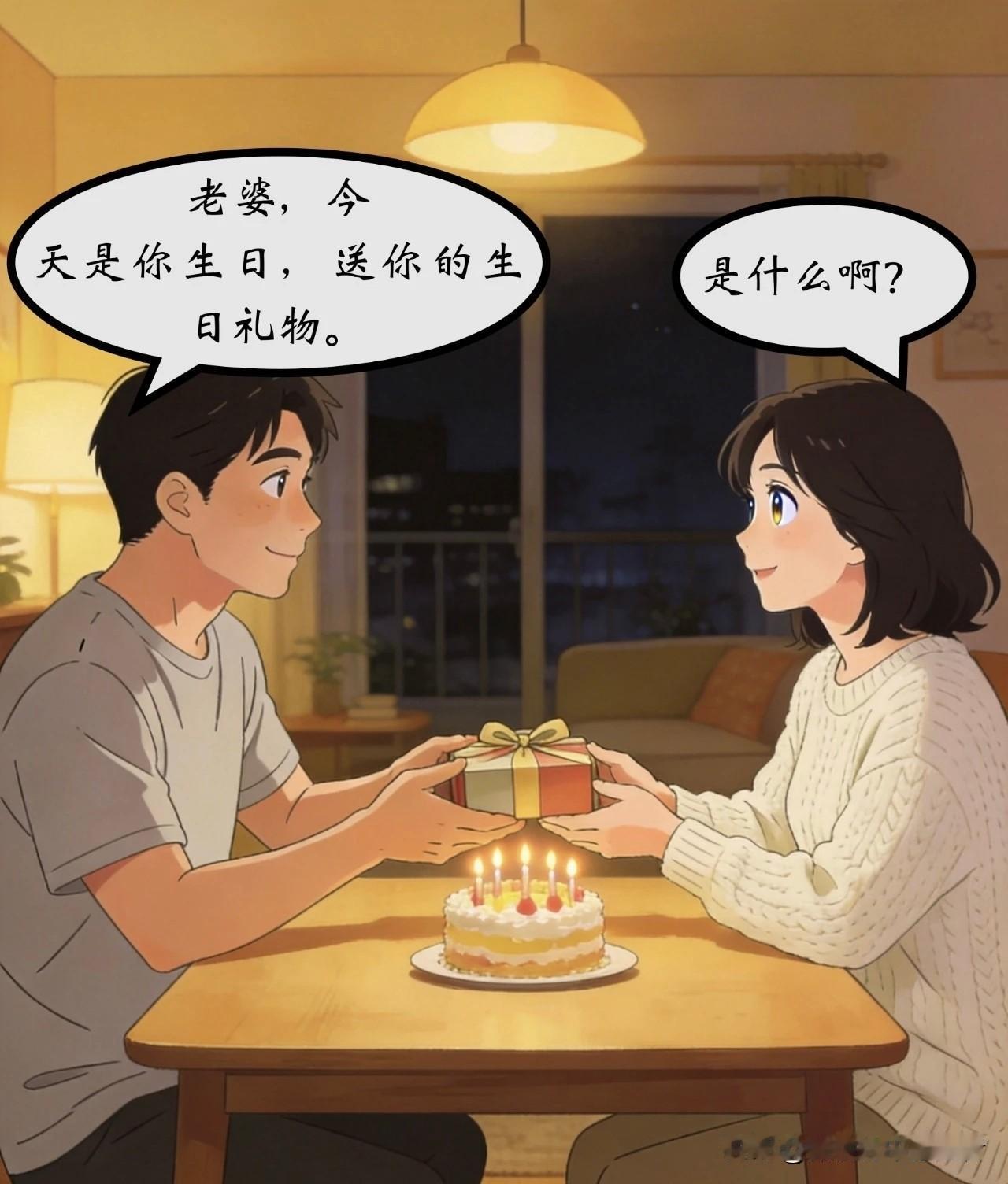 趣味漫画：总嫌弃伴侣礼物廉价？丈夫一句大实话，看完笑麻了夫妻日常漫画