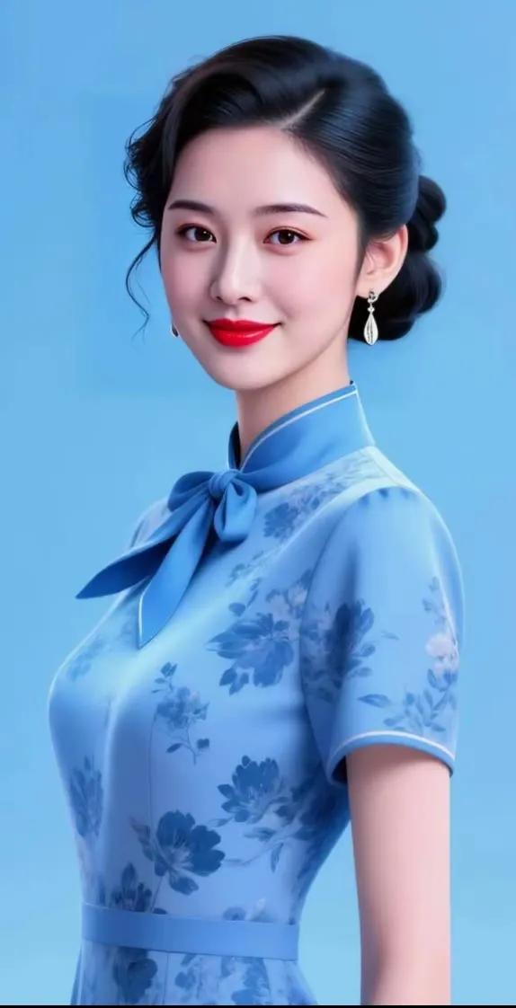 优雅蓝调旗袍，复古风韵，尽显东方美！