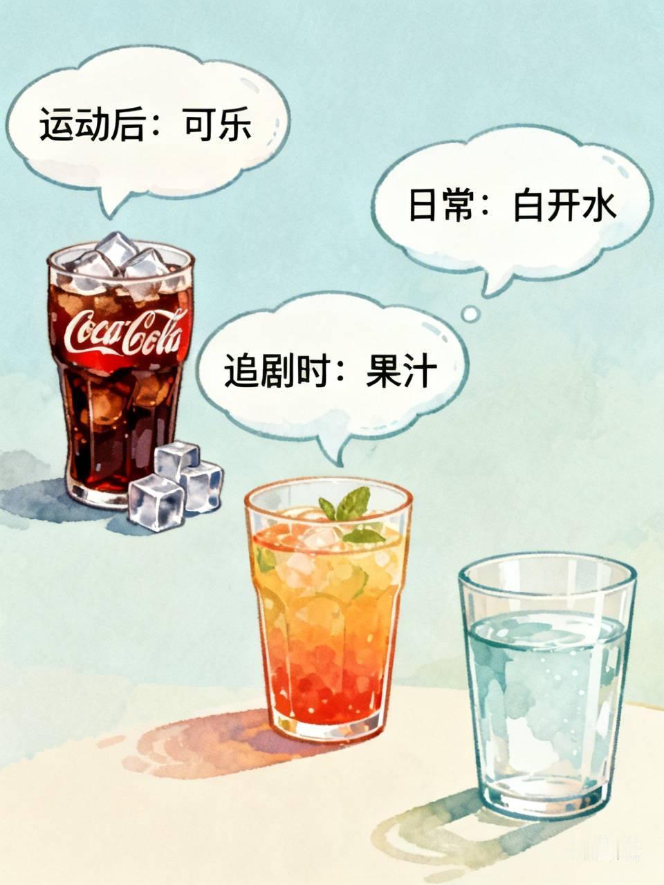 这喝啥还真得看情况。要是运动完又累又渴，我选可乐。气泡在嘴里噼里啪啦，那刺激感一