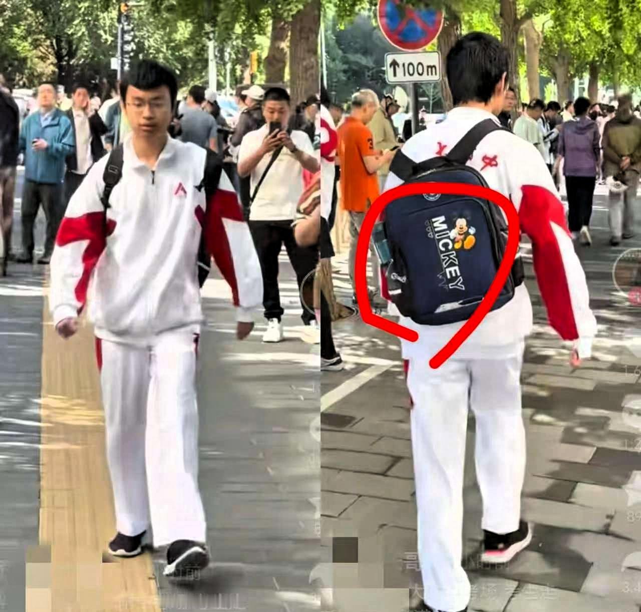 高考第一天，
这个考生还没走进考场就火了，
不是因为他是人大附中的学生，而是因为