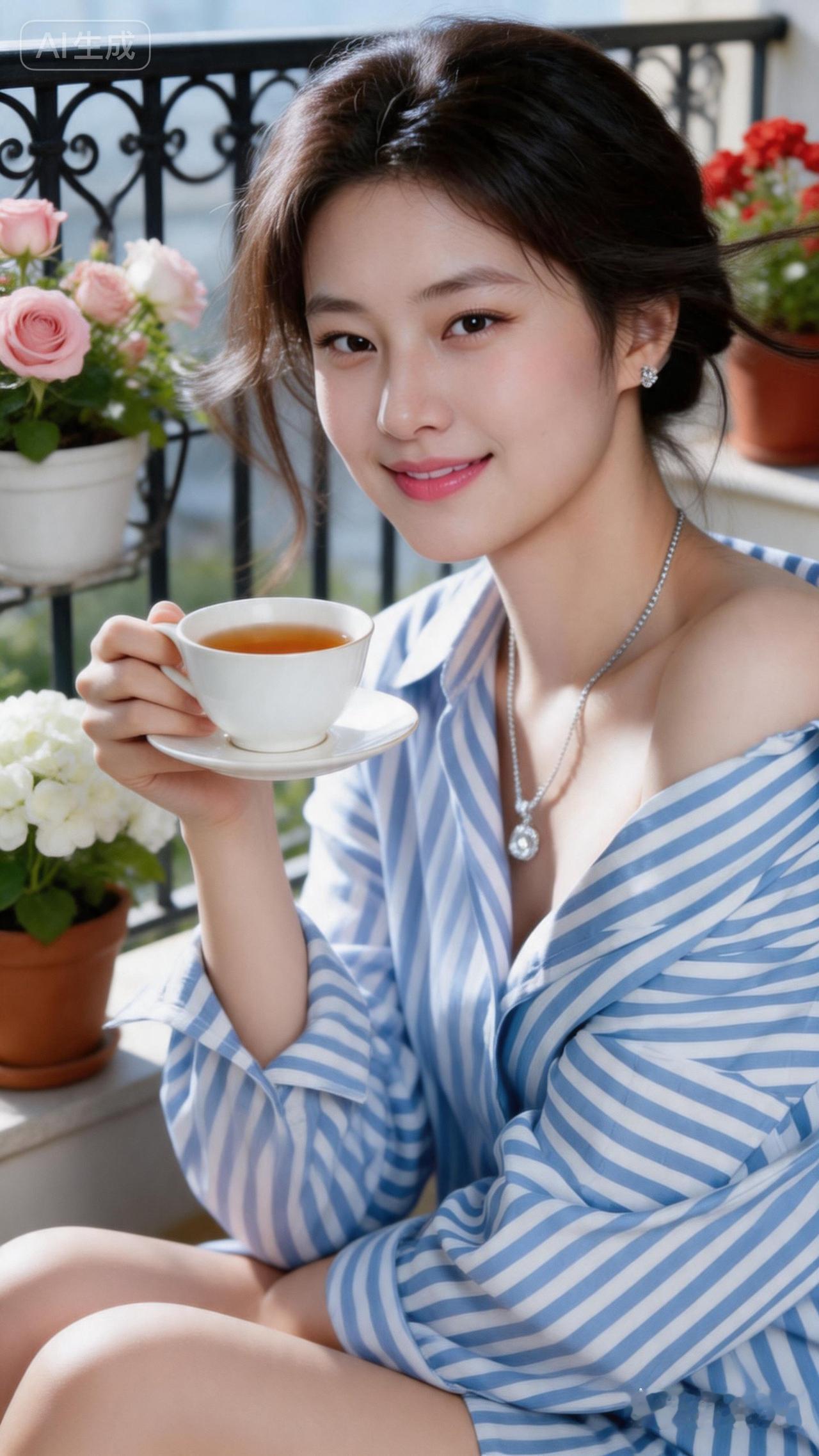 悠闲午后，轻啜茶香，享受生活的美好时光。🌸🍵
